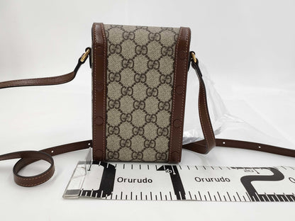 GUCCI GG Supreme Horsebit Shoulder Bag, Brown, 625615
