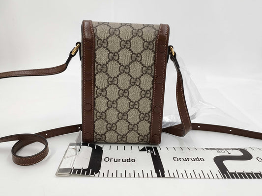 GUCCI GG Supreme Horsebit Shoulder Bag, Brown, 625615