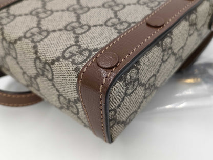 GUCCI GG Supreme Horsebit Shoulder Bag, Brown, 625615