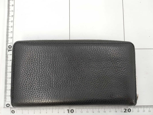 GUCCI Durian Long Wallet, Round Leather, Black, 473928