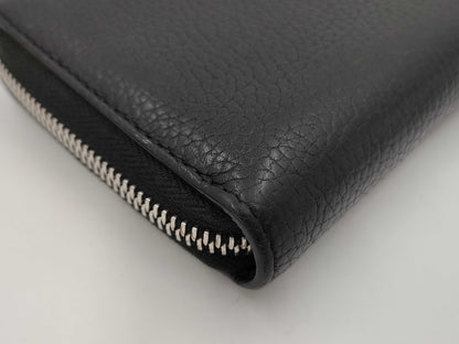 GUCCI Durian Long Wallet, Round Leather, Black, 473928