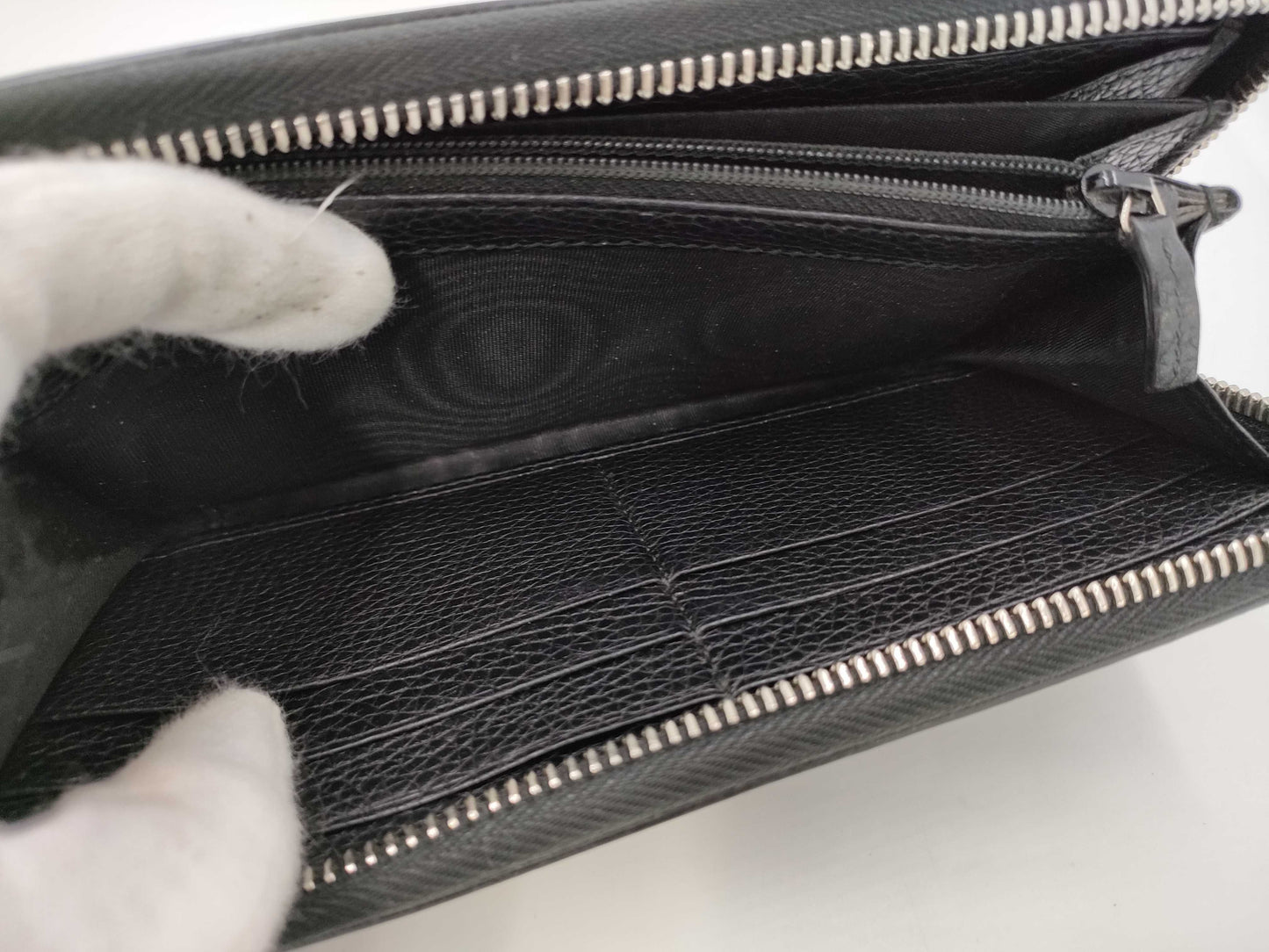 GUCCI Durian Long Wallet, Round Leather, Black, 473928