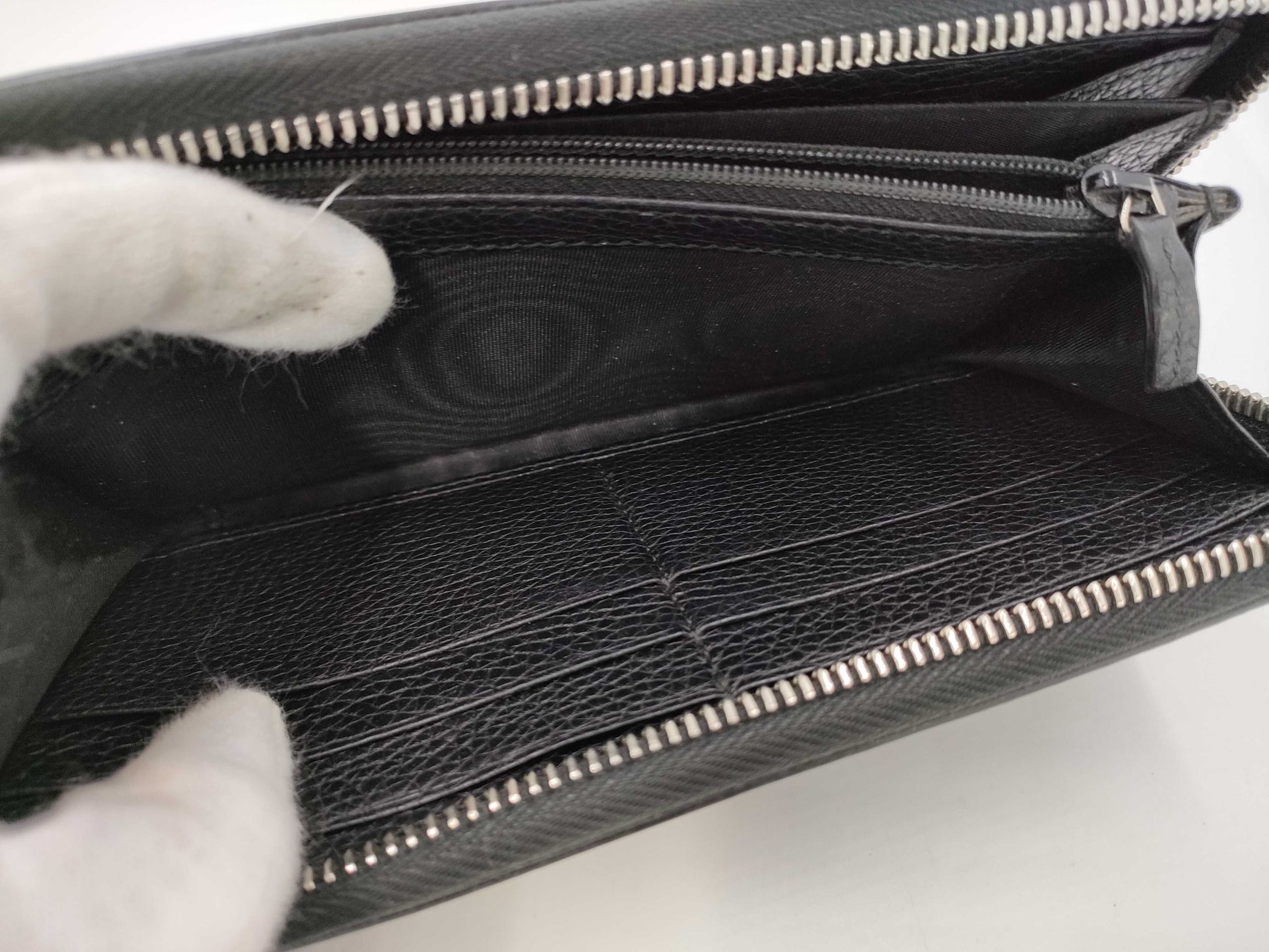 GUCCI Durian Long Wallet, Round Leather, Black, 473928