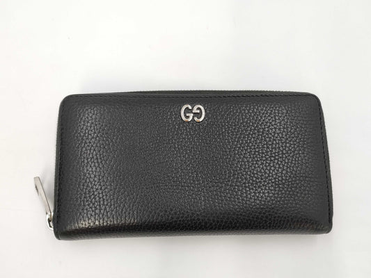 GUCCI Durian Long Wallet, Round Leather, Black, 473928