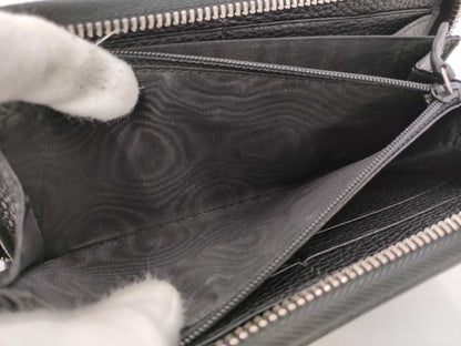 GUCCI Durian Long Wallet, Round Leather, Black, 473928