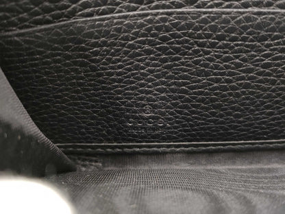 GUCCI Durian Long Wallet, Round Leather, Black, 473928