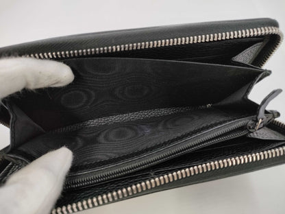 GUCCI Durian Long Wallet, Round Leather, Black, 473928