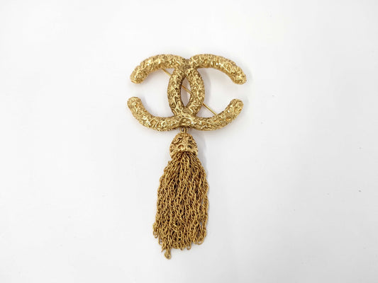CHANEL Coco Mark Fringe Gold BR Brooch