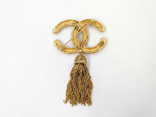 CHANEL Coco Mark Fringe Gold BR Brooch