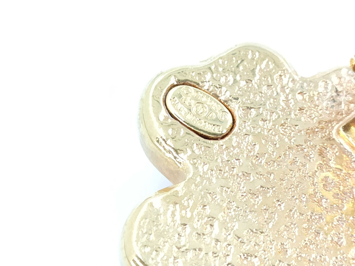 CHANEL Clover Coral x Gold YG Earrings