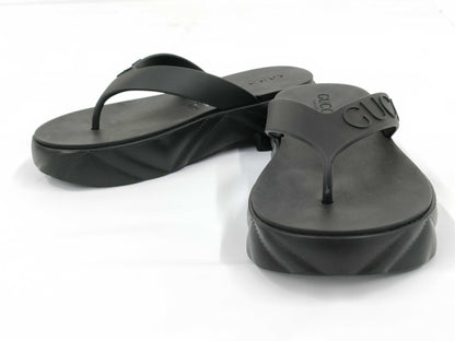 GUCCI Gucci Thong Sandals, Rubber, Black, 746334, Size 37
