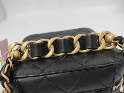 CHANEL Matelasse Chain Vanity Lamb G Hardware Black CPX8P2AH Handbag