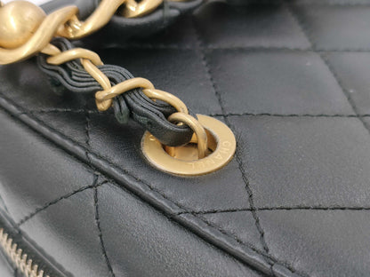 CHANEL Matelasse Chain Vanity Lamb G Hardware Black CPX8P2AH Handbag