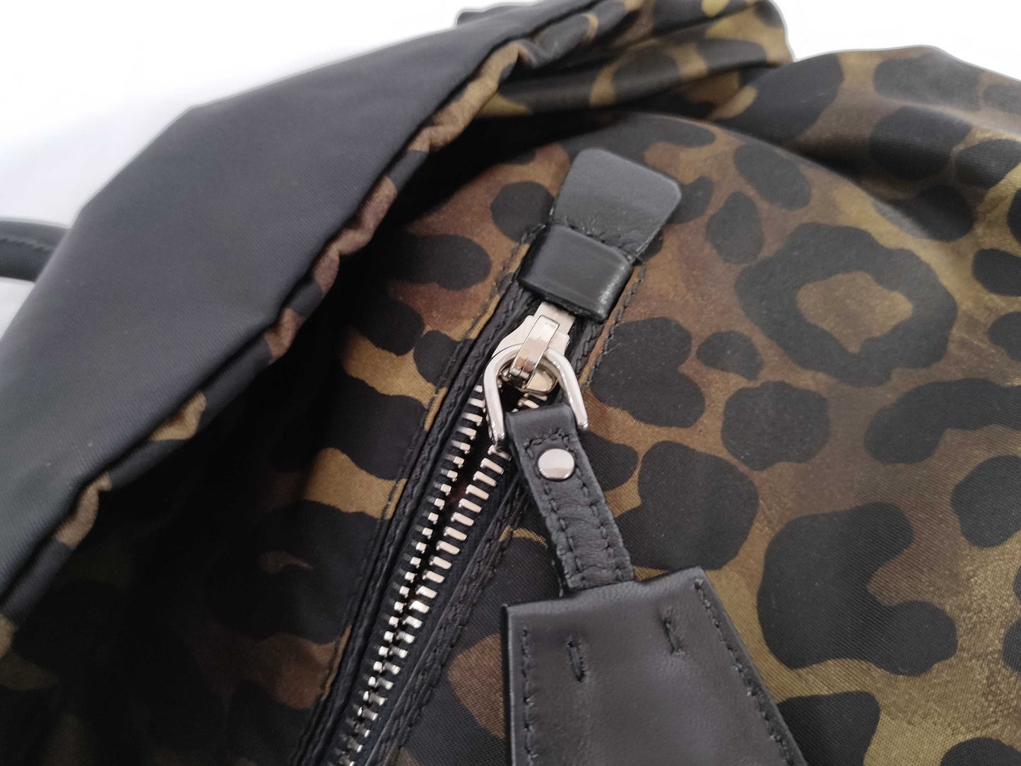 PRADA Tessuto x Leather 2-Way Handbag Leopard Print B4521V 