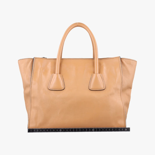 PRADA Twin Pocket Double Zip Tote Camel Leather Shoulder Bag BN2619239 G