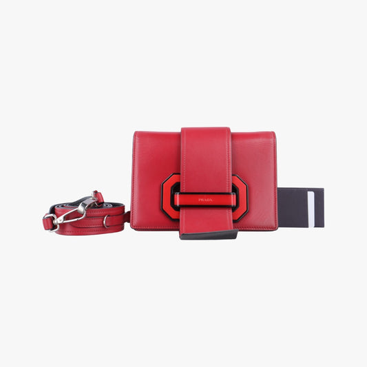 PRADA Plex Ribbon Red Leather Shoulder Bag 1BD06725