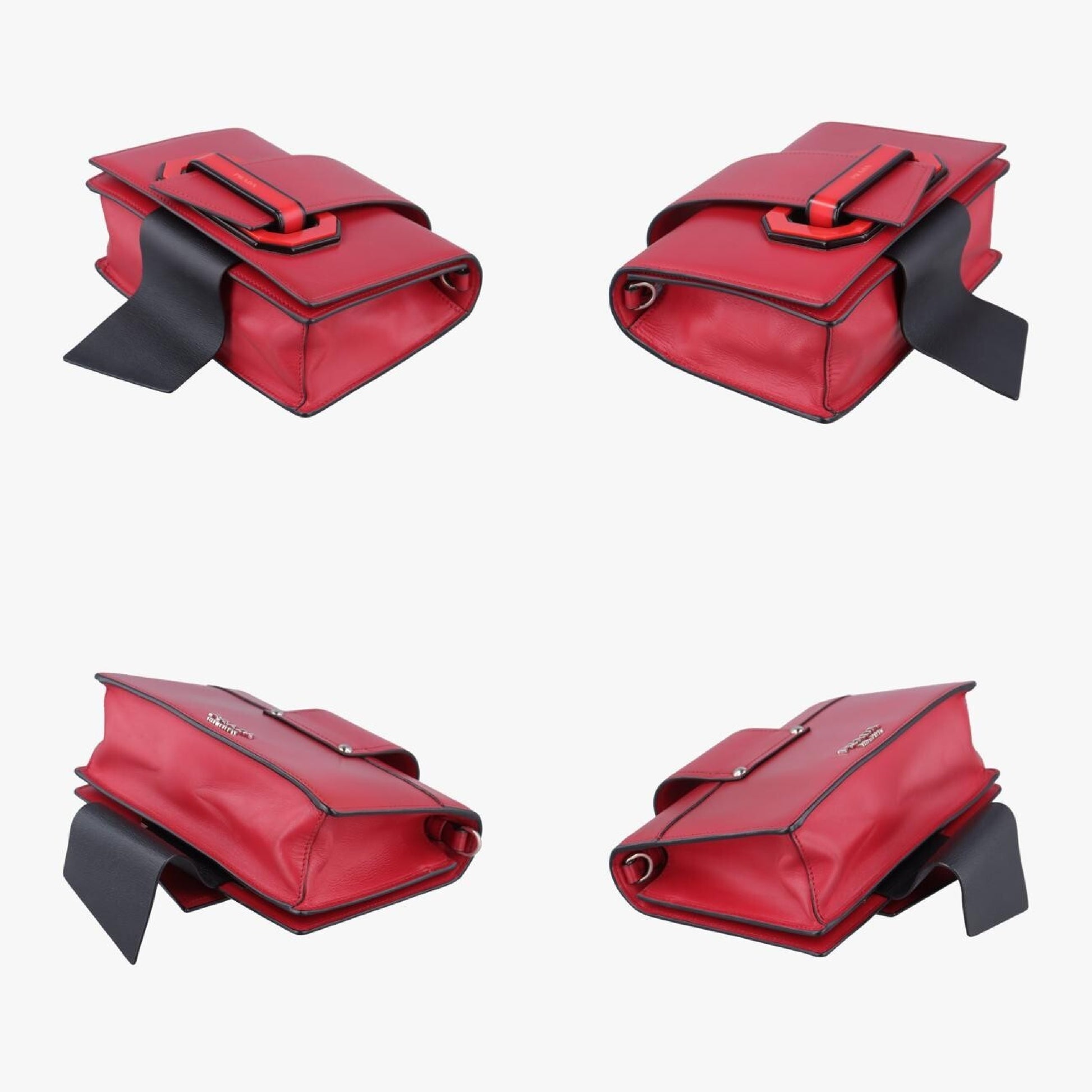 PRADA Plex Ribbon Red Leather Shoulder Bag 1BD06725