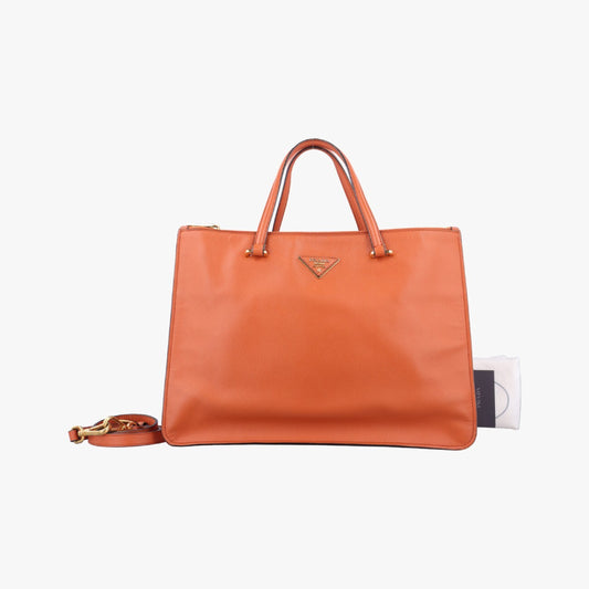 PRADA Parabola Tote Orange Saffiano Leather Shoulder Bag BN2411242