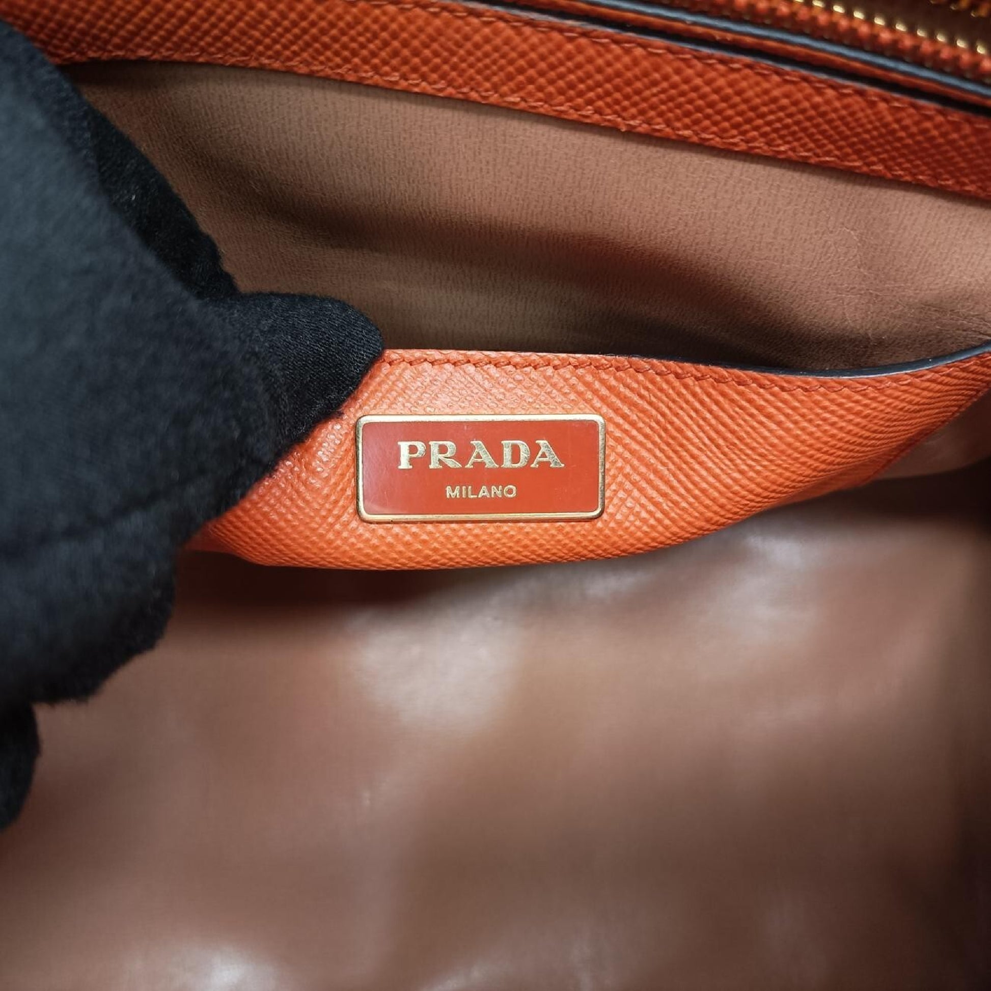 PRADA Parabola Tote Orange Saffiano Leather Shoulder Bag BN2411242
