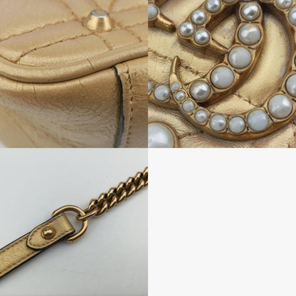 GUCCI GG Marmont Gold Leather Shoulder Bag 446744H021447911