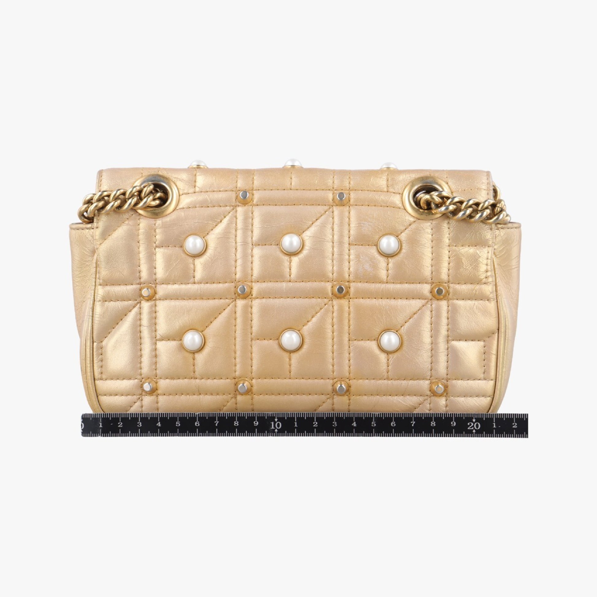 GUCCI GG Marmont Gold Leather Shoulder Bag 446744H021447911