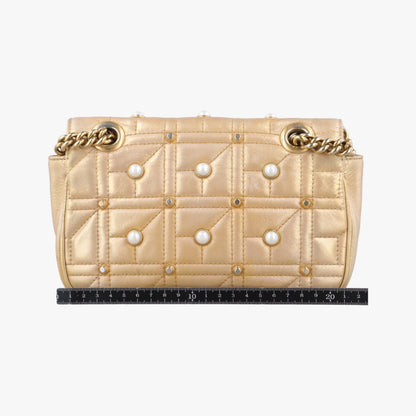 GUCCI GG Marmont Gold Leather Shoulder Bag 446744H021447911
