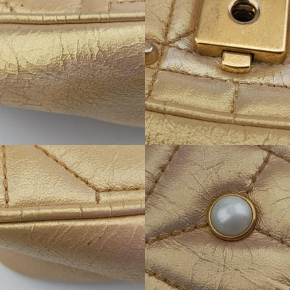 GUCCI GG Marmont Gold Leather Shoulder Bag 446744H021447911