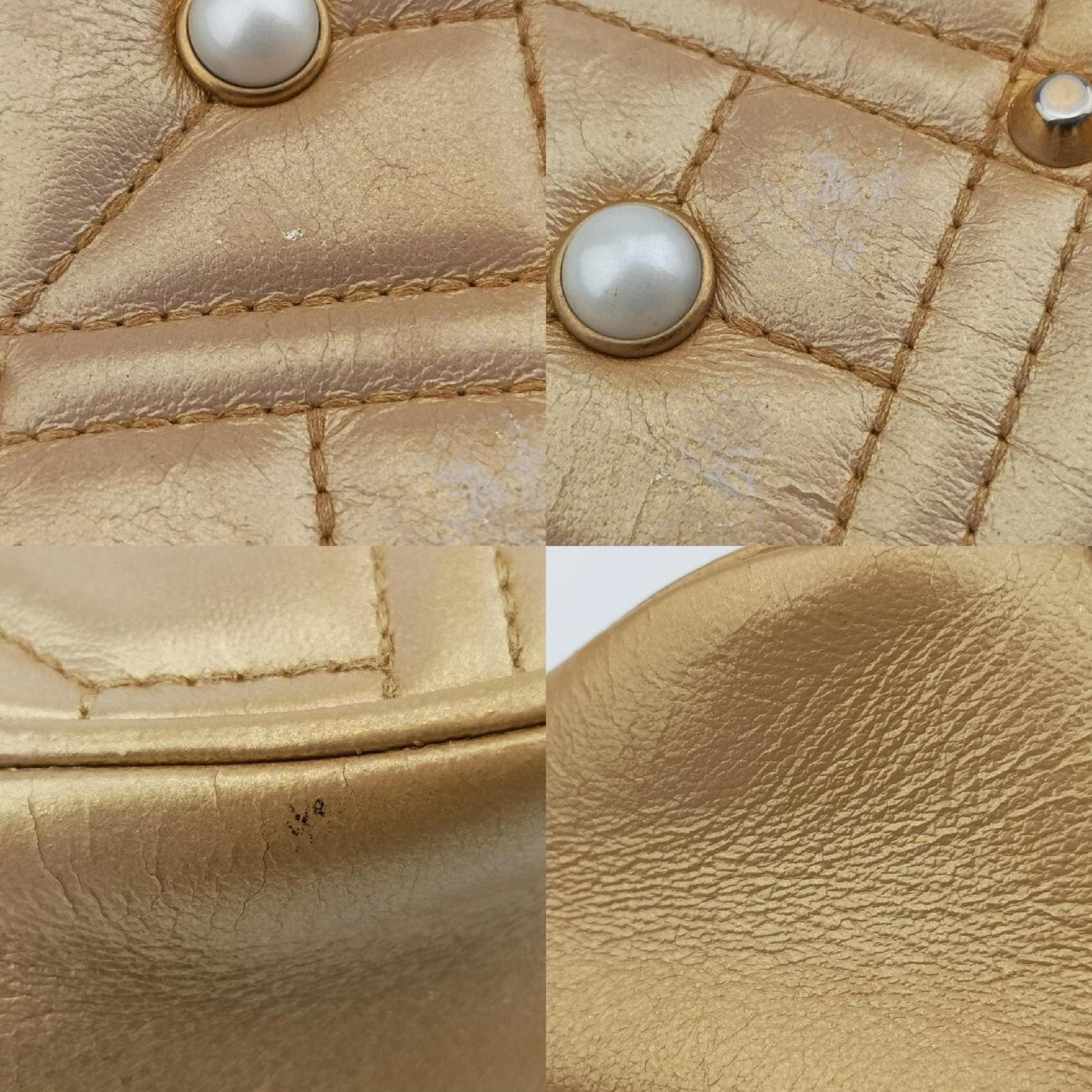 GUCCI GG Marmont Gold Leather Shoulder Bag 446744H021447911
