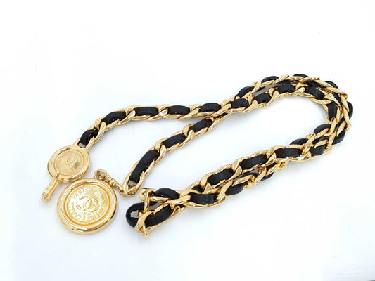 CHANEL Coco Medal Leather Chanel Chain Belt
