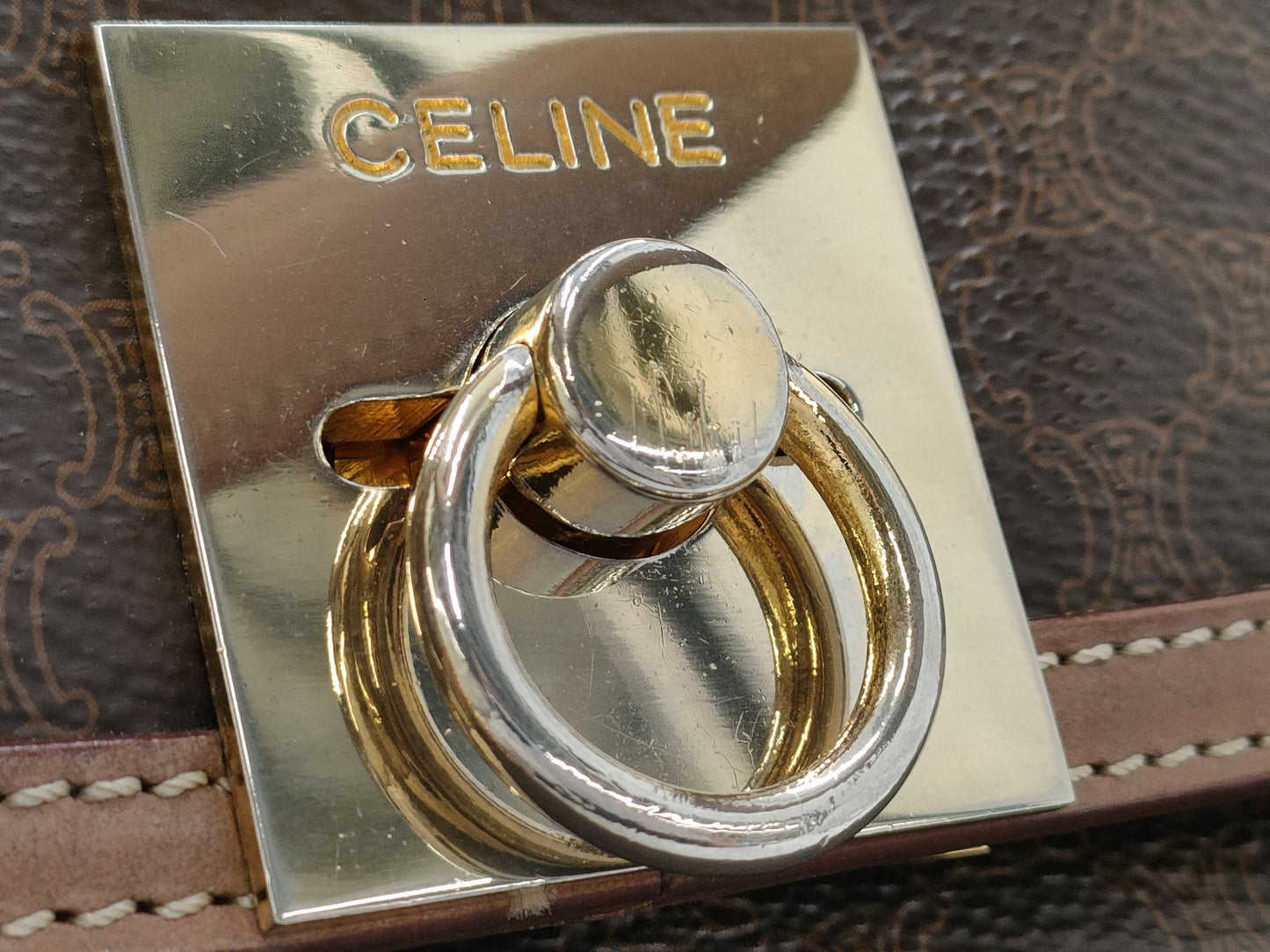 CELINE Gancini Chain Macadam PVC Handbag
