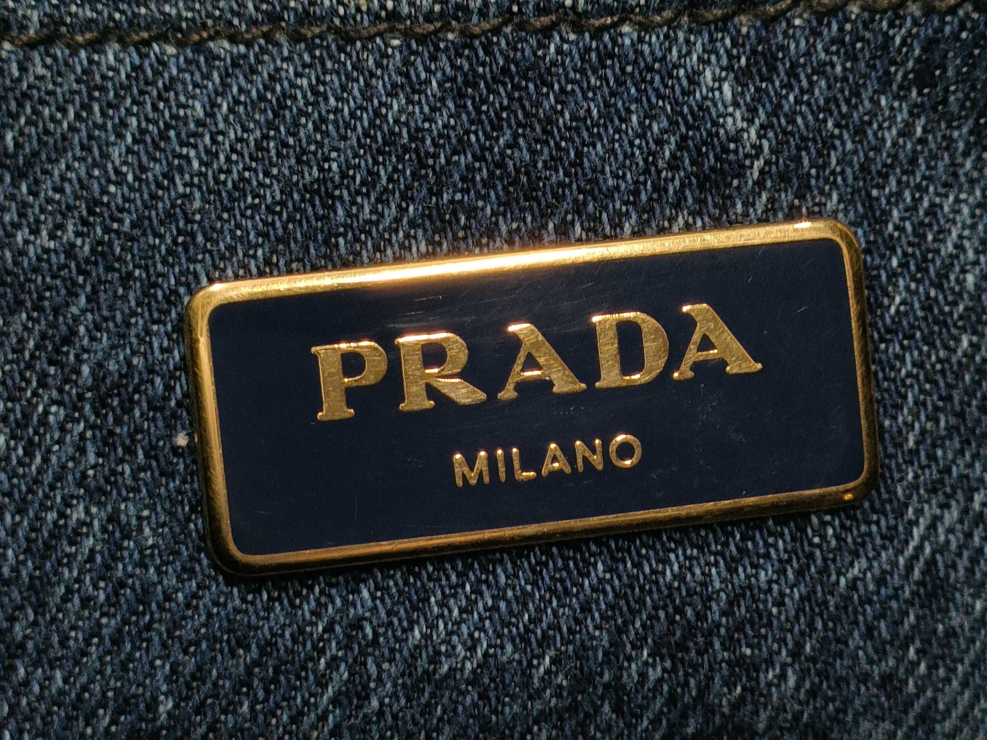 PRADA B1877B Canapa Denim Handbag Tote Bag