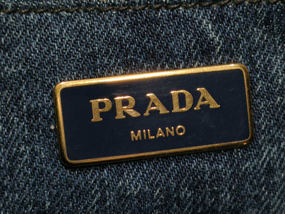 PRADA B1877B Canapa Denim Handbag Tote Bag