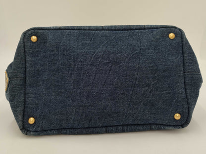 PRADA B1877B Canapa Denim Handbag Tote Bag