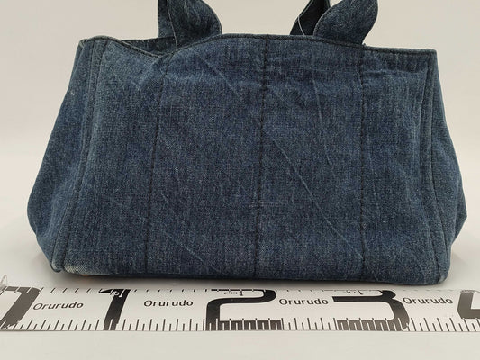 PRADA B1877B Canapa Denim Handbag Tote Bag