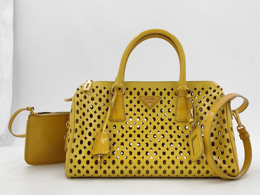 PRADA Leather Punching 2-Way Shoulder Bag/Handbag