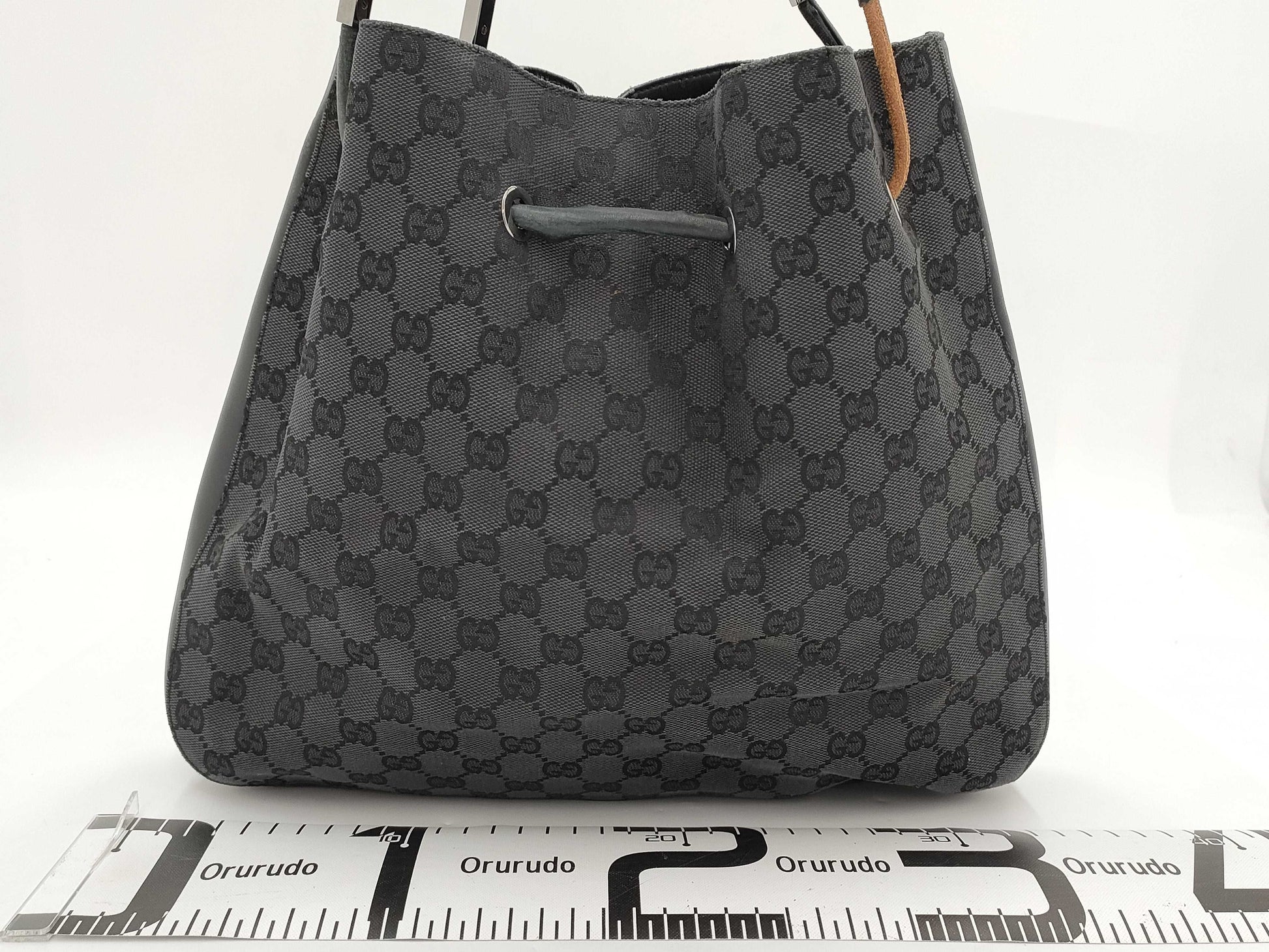 GUCCI 001 3746 GG Canvas Drawstring One-Shoulder Bag Bucket Bag