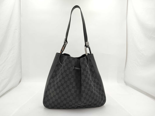 GUCCI 001 3746 GG Canvas Drawstring One-Shoulder Bag Bucket Bag