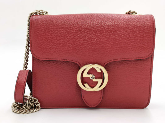 GUCCI Interlocking Leather Chain Shoulder Bag