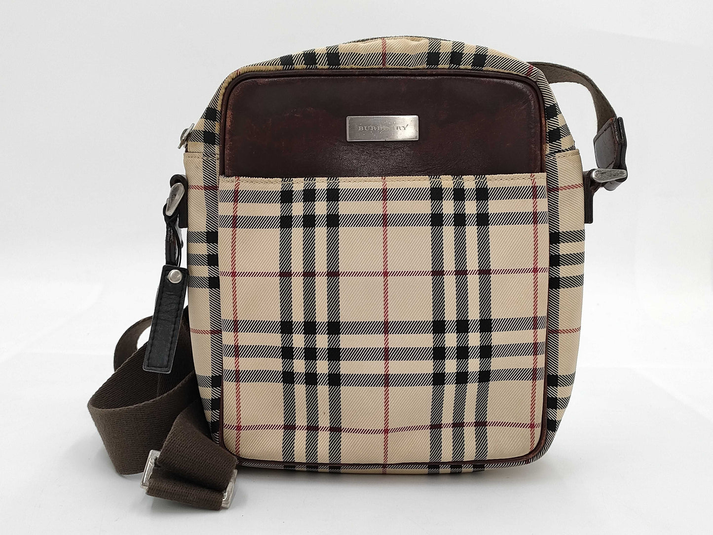 BURBERRY Nova Check Logo Plate Shoulder Bag