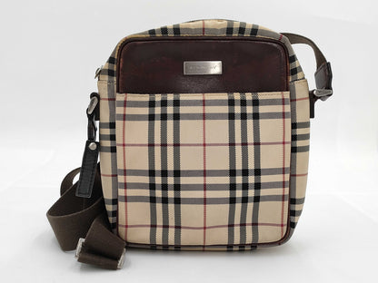 BURBERRY Nova Check Logo Plate Shoulder Bag