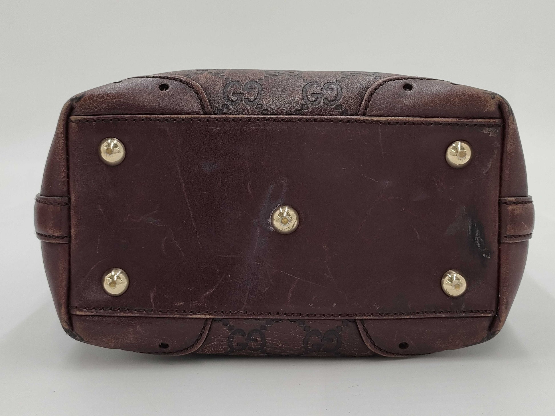 GUCCI 145994 Guccissima Horsebit Leather Handbag Bucket