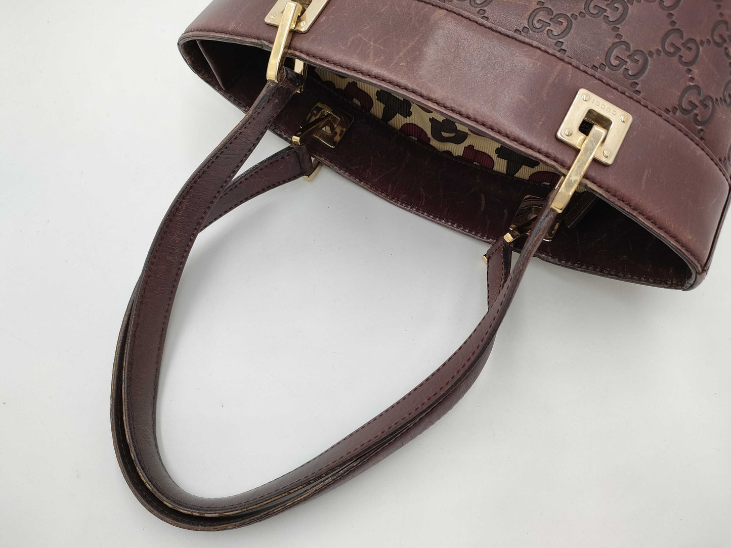 GUCCI 145994 Guccissima Horsebit Leather Handbag Bucket