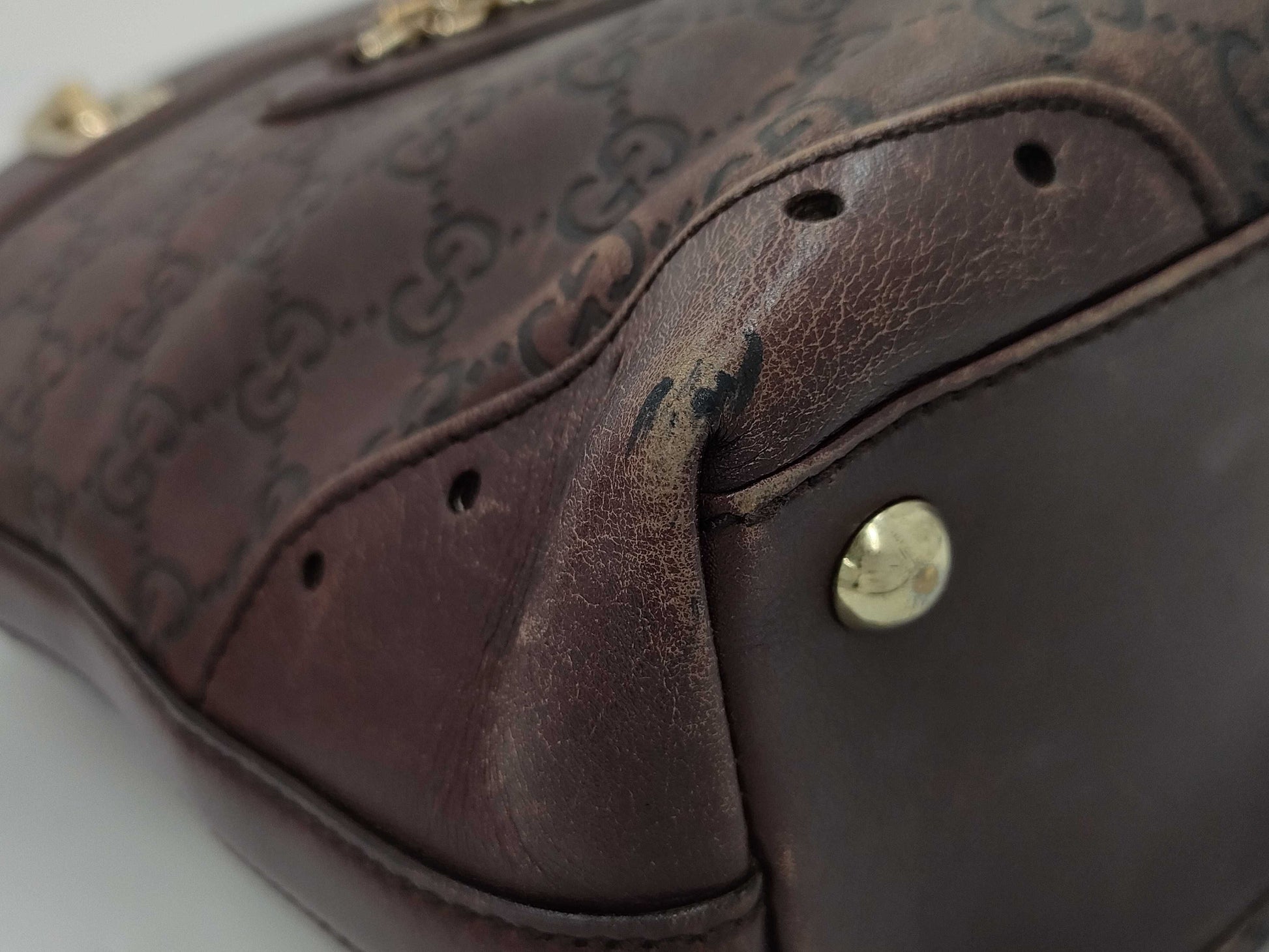 GUCCI 145994 Guccissima Horsebit Leather Handbag Bucket