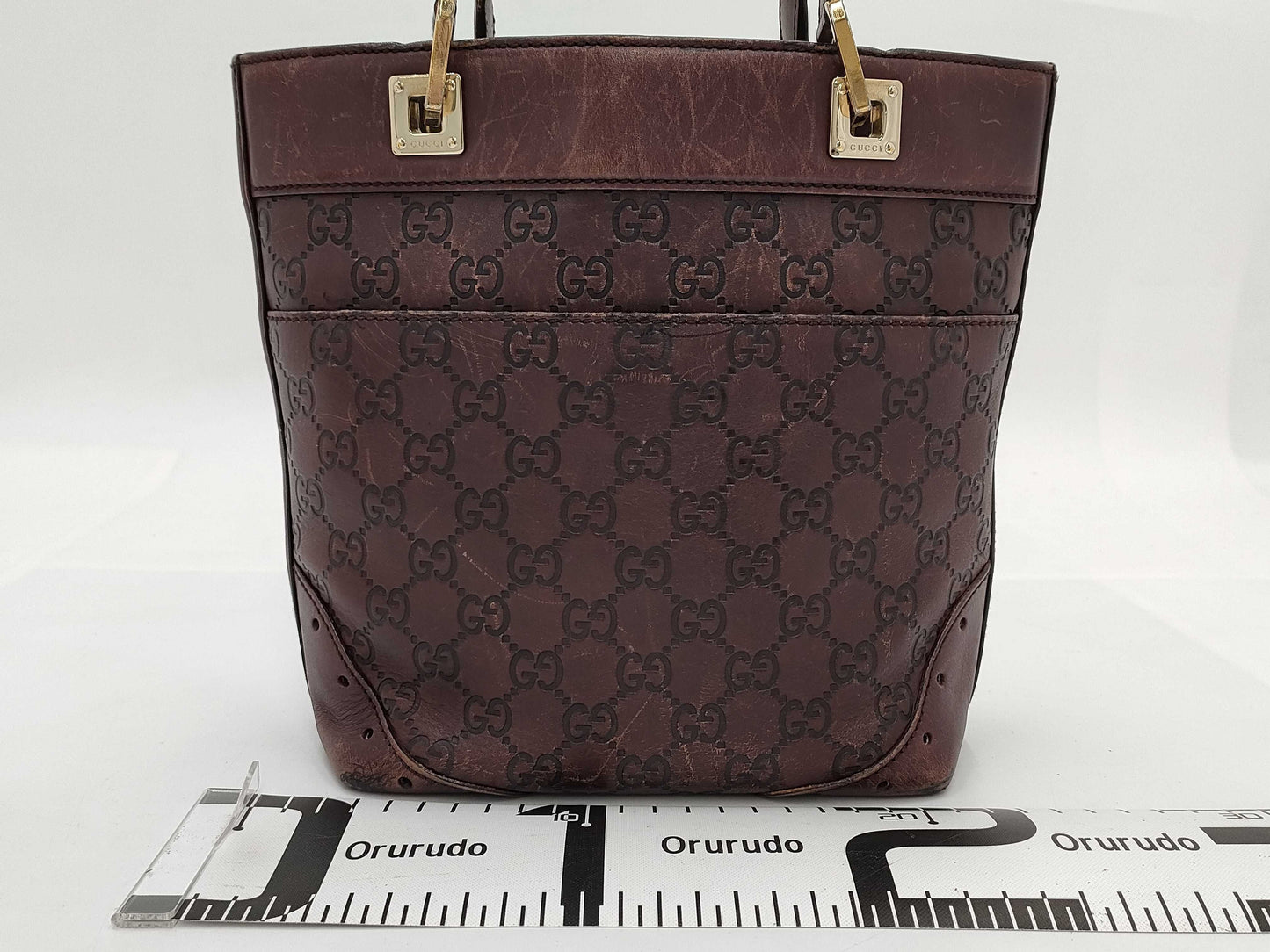 GUCCI 145994 Guccissima Horsebit Leather Handbag Bucket
