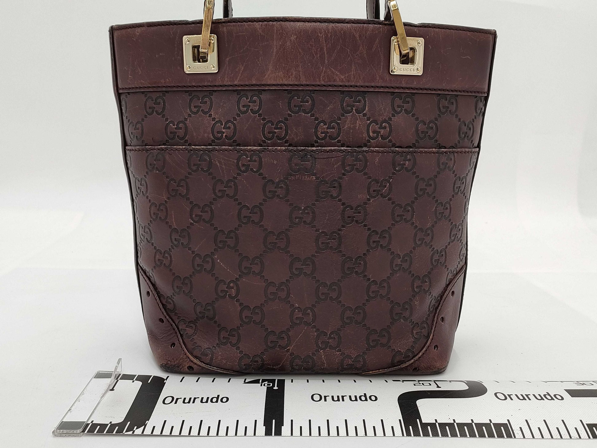 GUCCI 145994 Guccissima Horsebit Leather Handbag Bucket