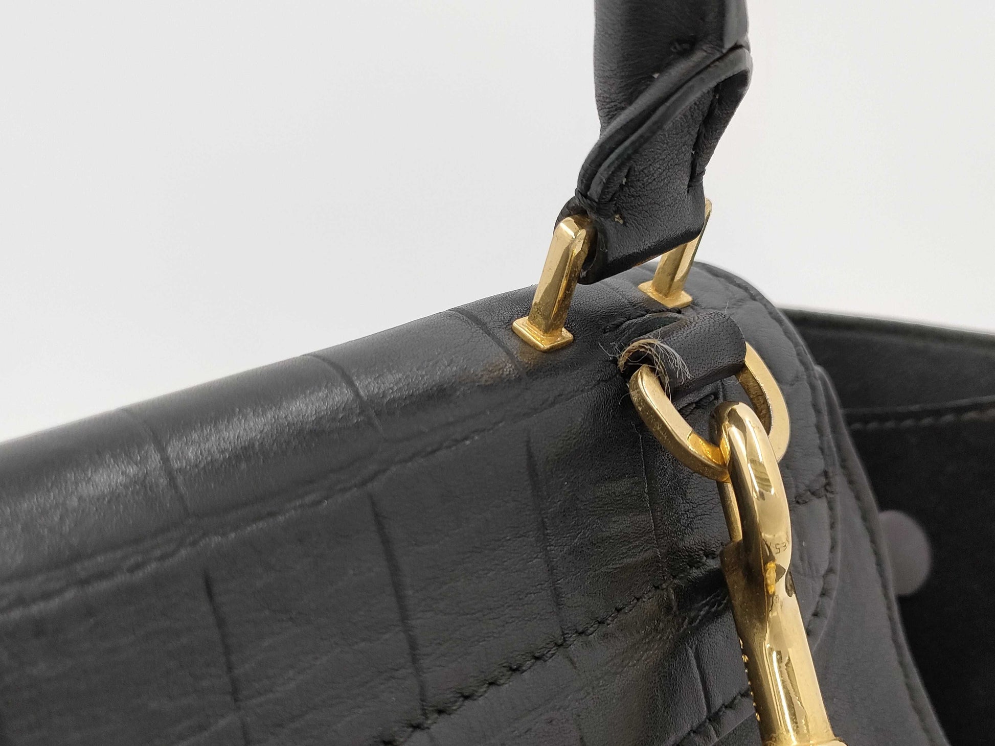 CELINE Trapeze Crocodile Embossed Leather 2-Way Shoulder Bag/Handbag