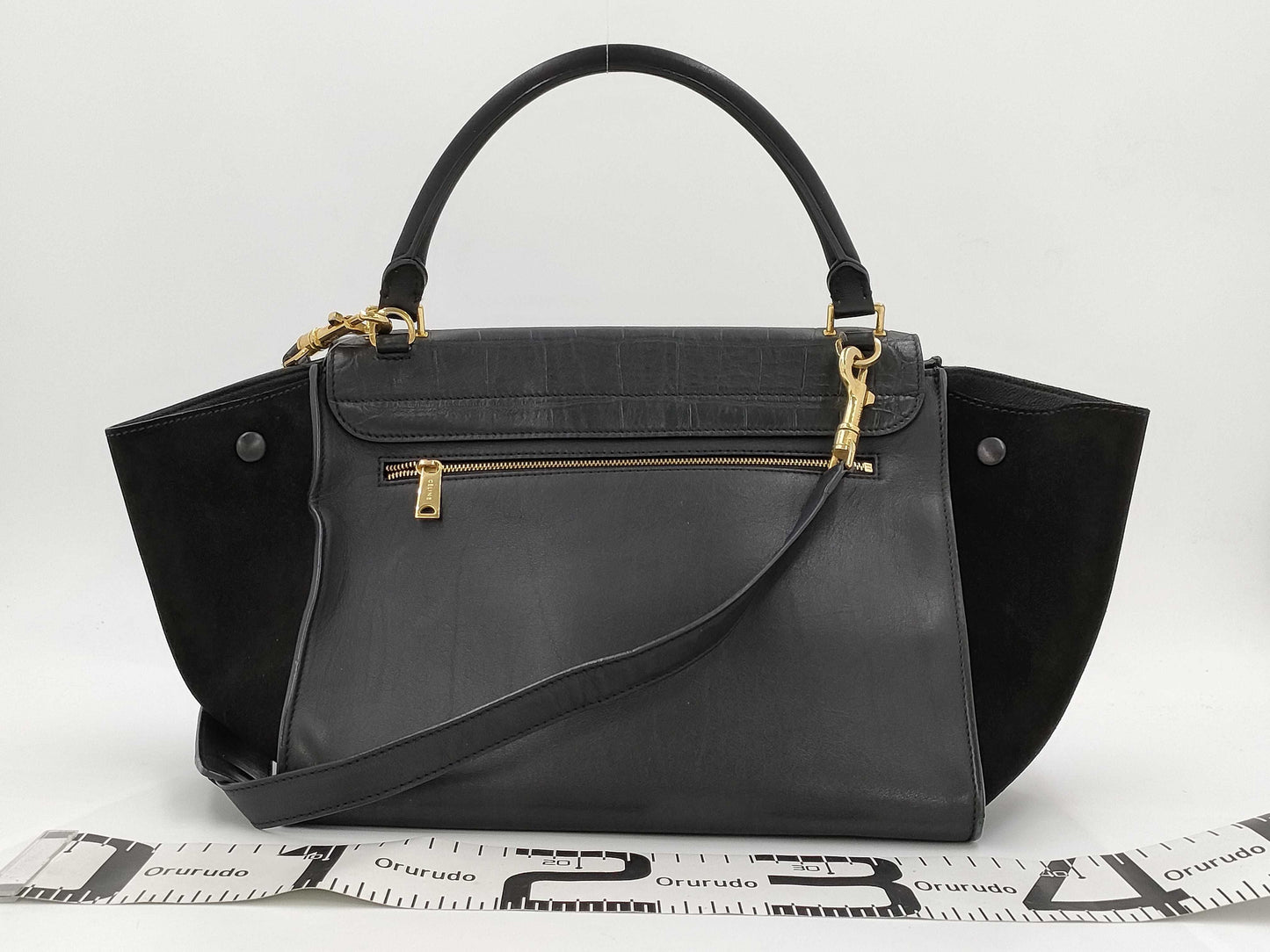 CELINE Trapeze Crocodile Embossed Leather 2-Way Shoulder Bag/Handbag