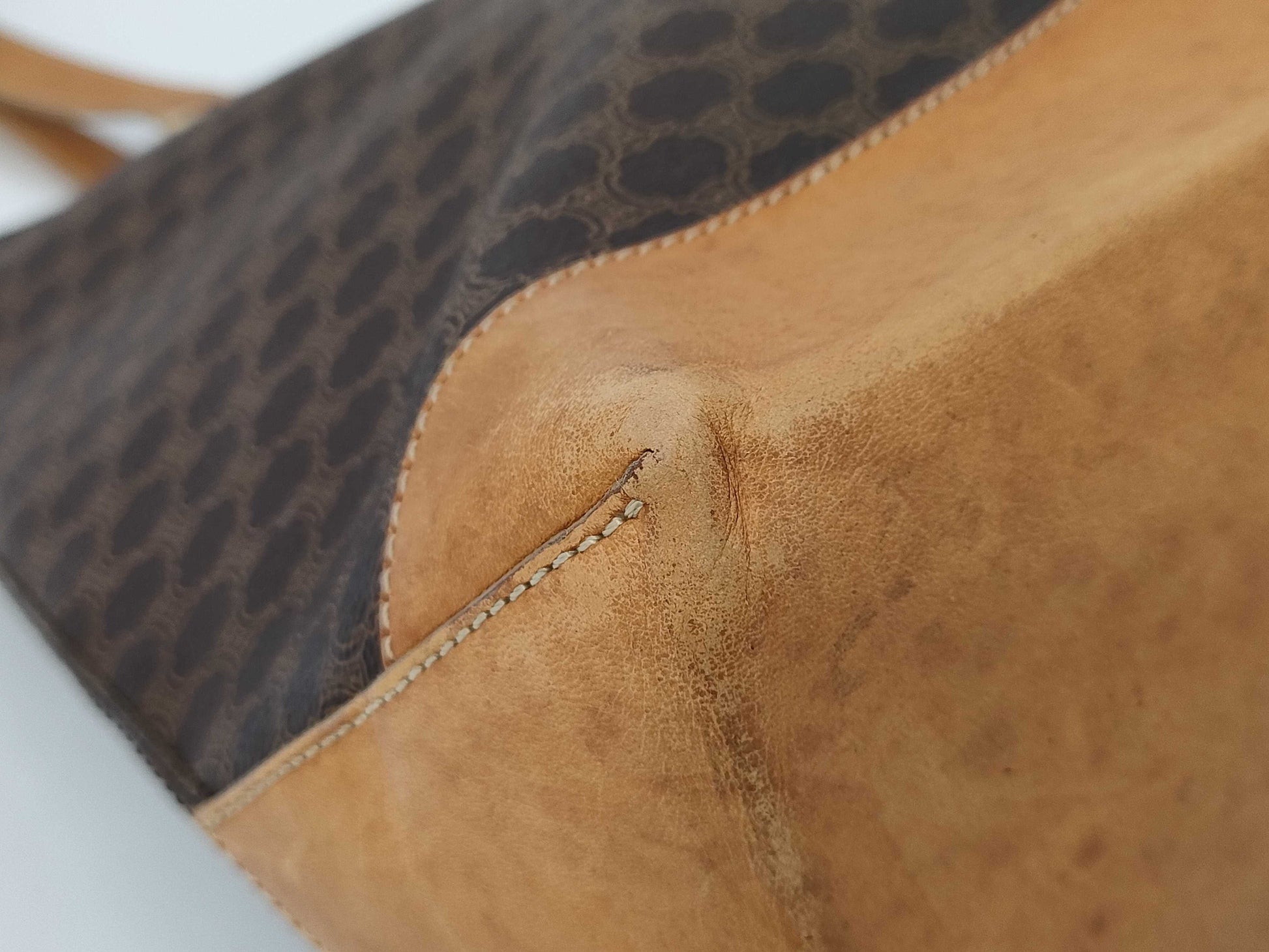 CELINE Macadam PVC Leather Brown Tote Bag