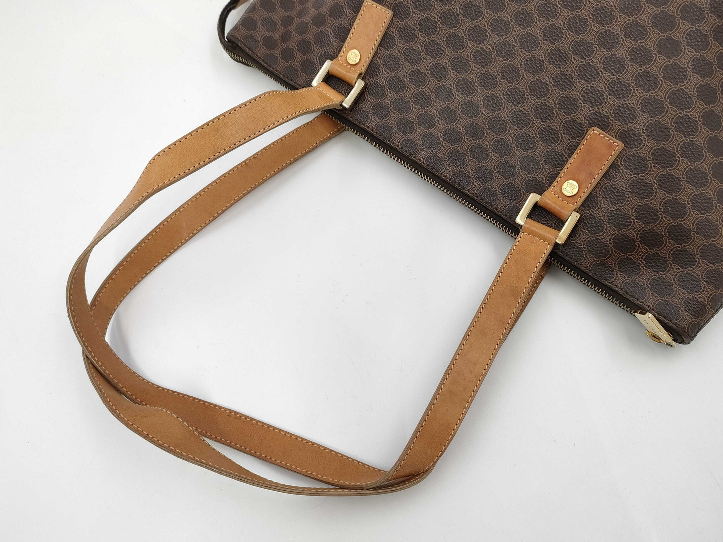 CELINE Macadam PVC Leather Brown Tote Bag
