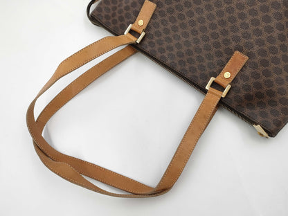 CELINE Macadam PVC Leather Brown Tote Bag
